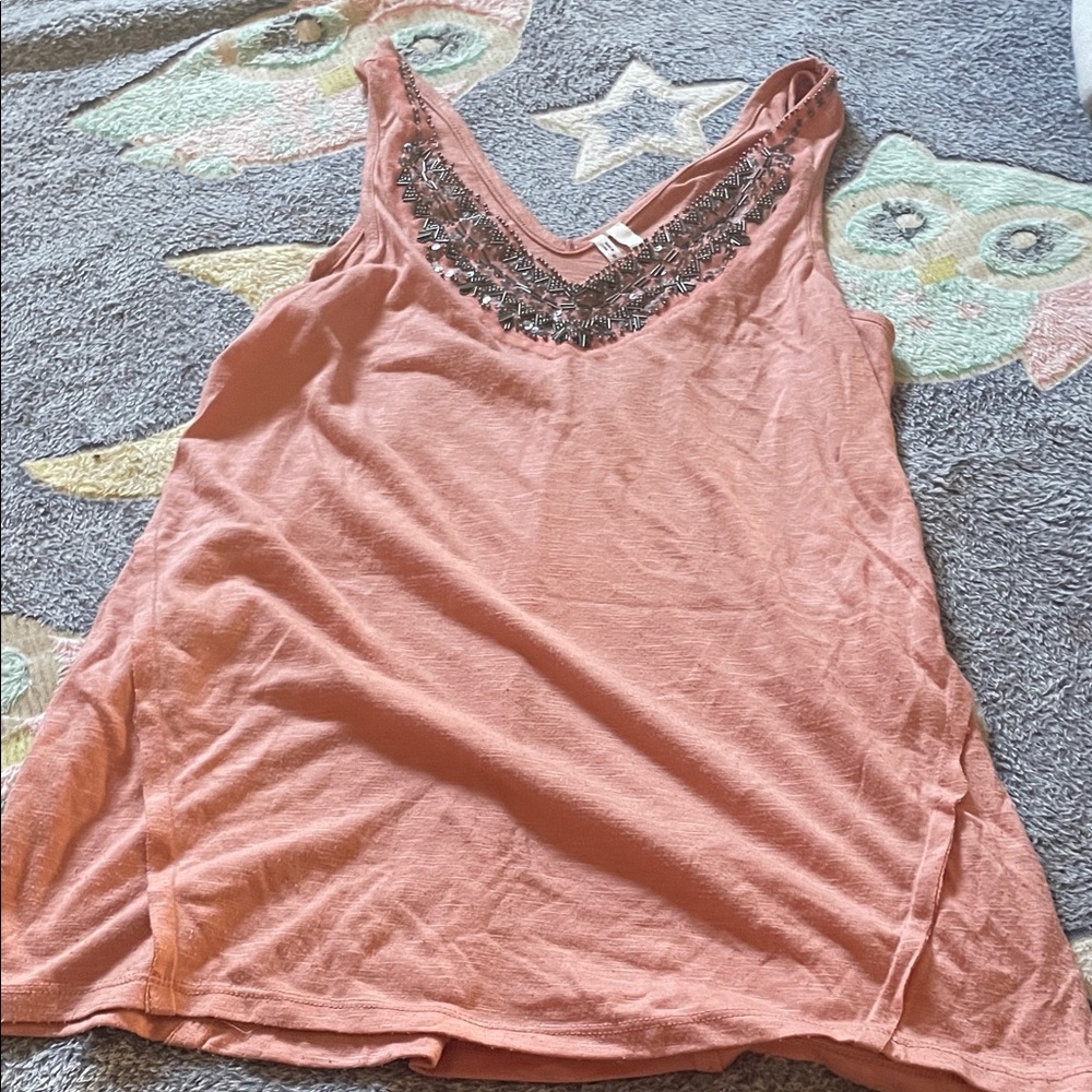 Embroidered Peach Tank Top (Bin B)